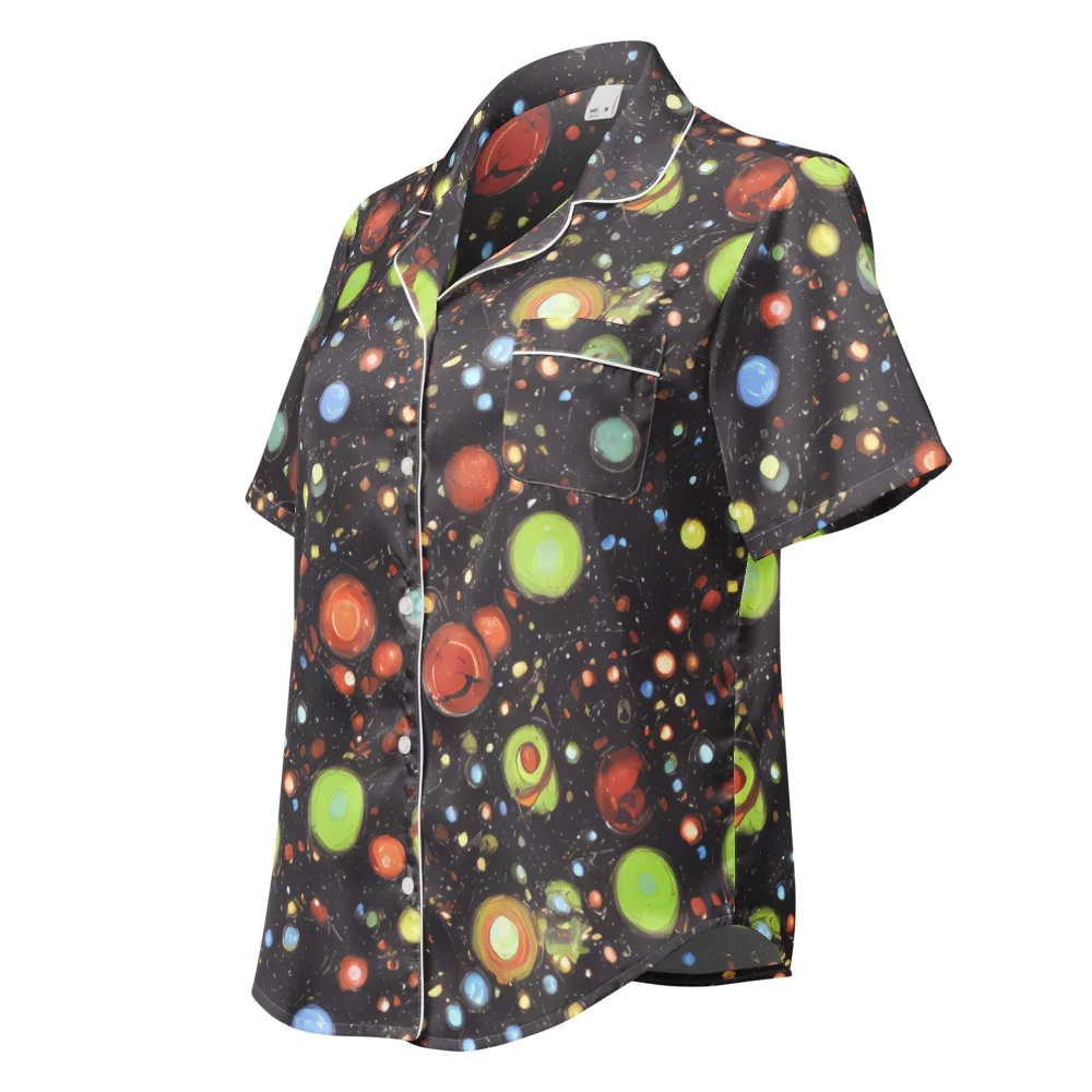 Astral Scatter on Women's Short Sleeve Pajama Top — Left Front