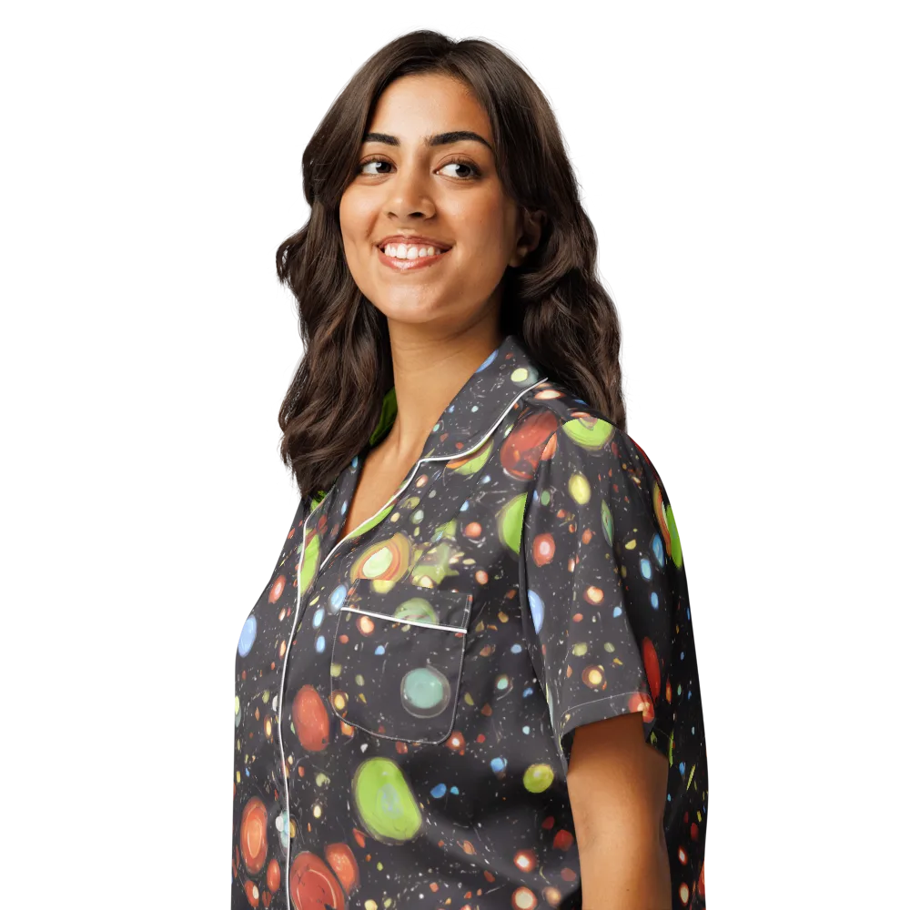 Astral Scatter on Women's Short Sleeve Pajama Top — Left Front