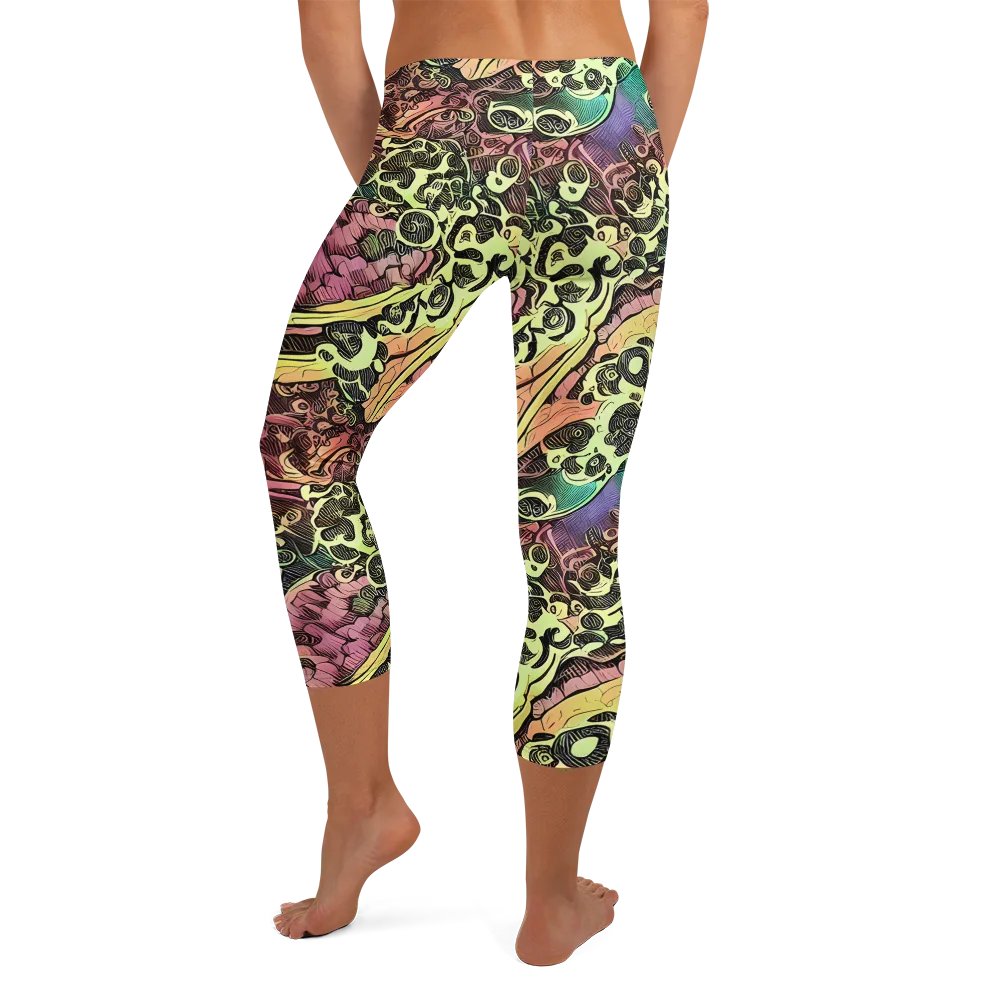 Neon Baroque on Capri Leggings — Back
