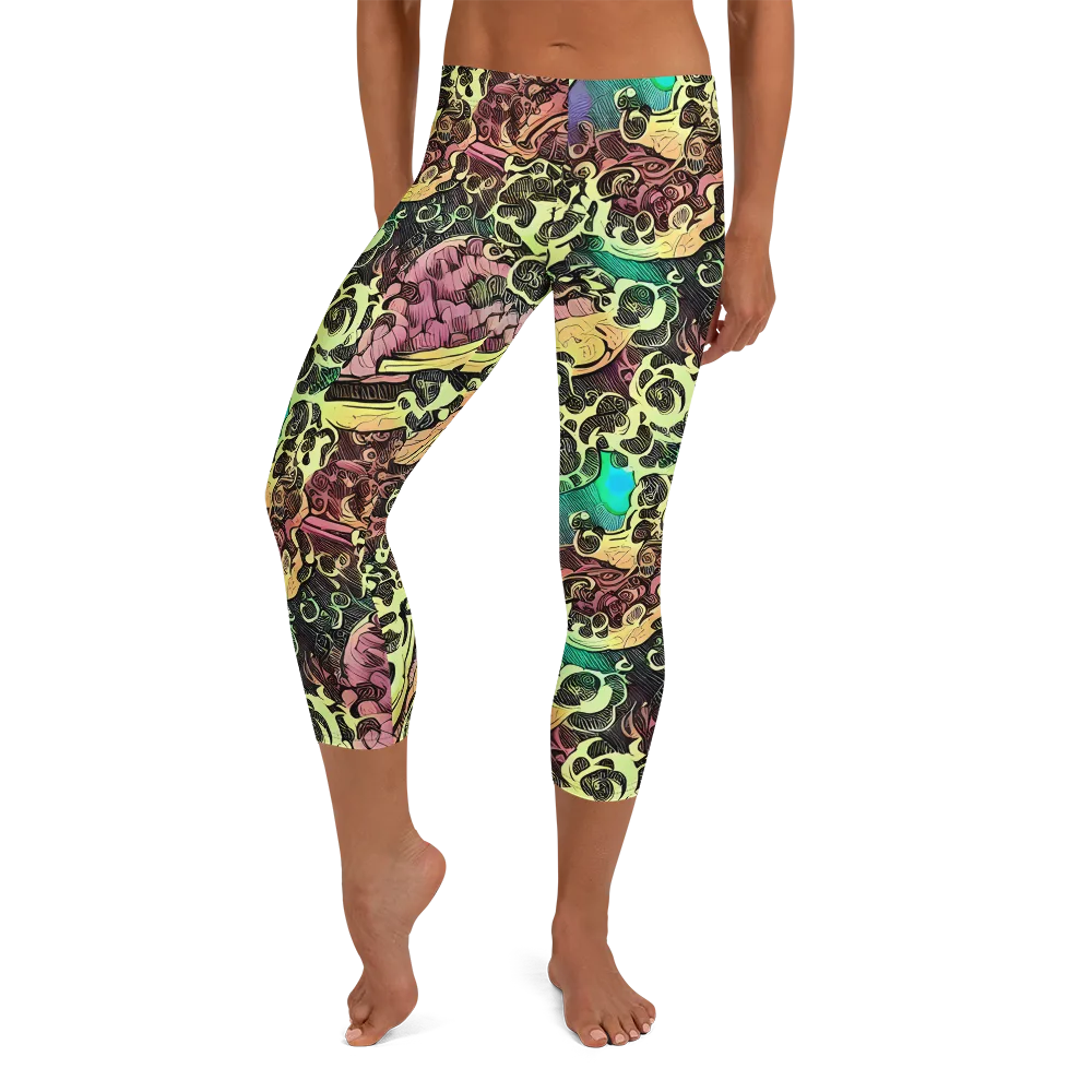 Neon Baroque on Capri Leggings — Front