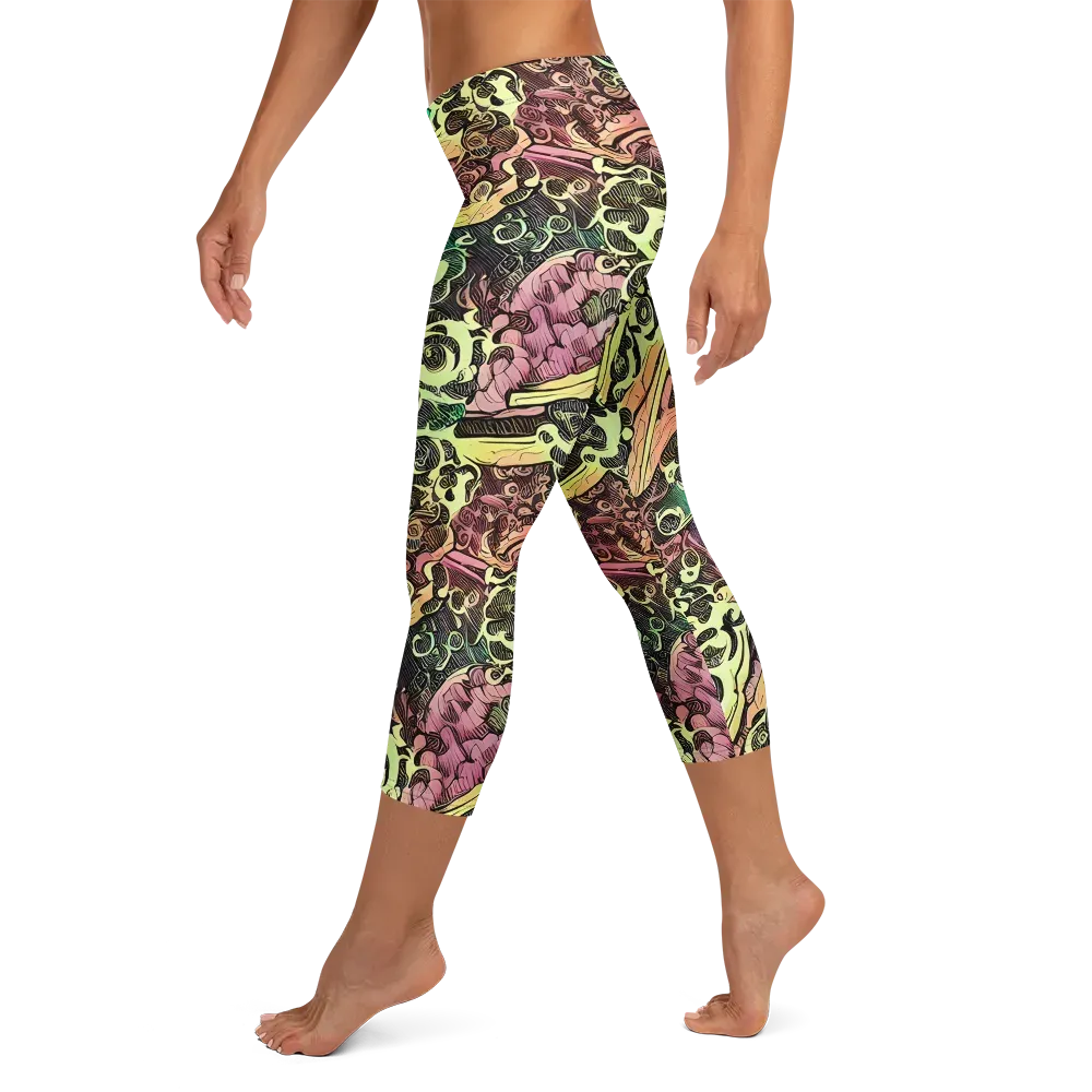 Neon Baroque on Capri Leggings — Left