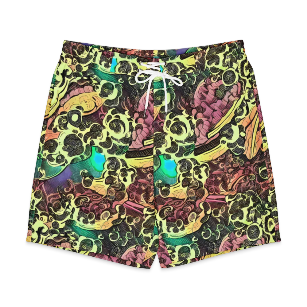 Neon Baroque on Men's Board Shorts — Front