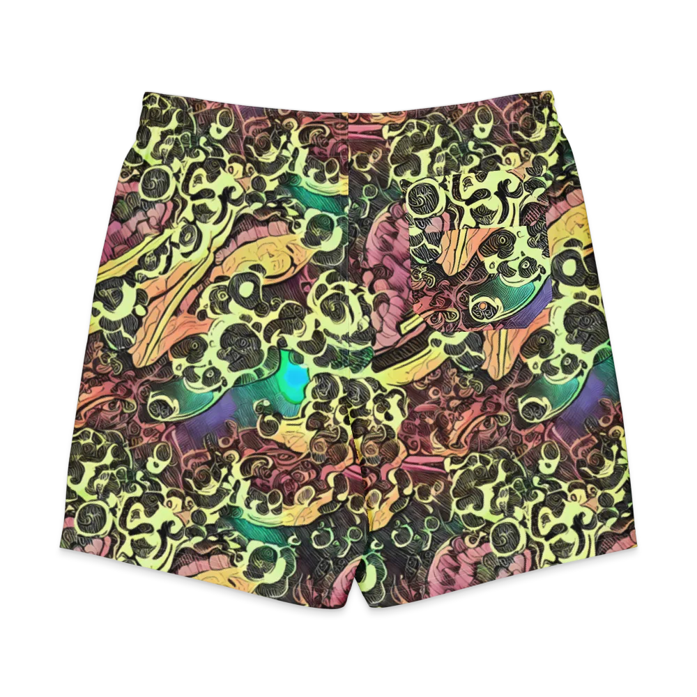 Neon Baroque on Men's Board Shorts — Back