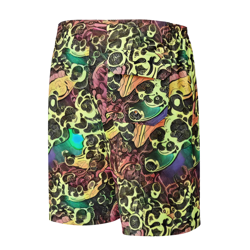 Neon Baroque on Men's Board Shorts — Back