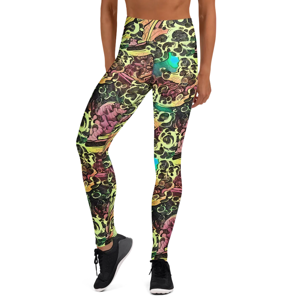 Neon Baroque on Yoga Leggings — Front