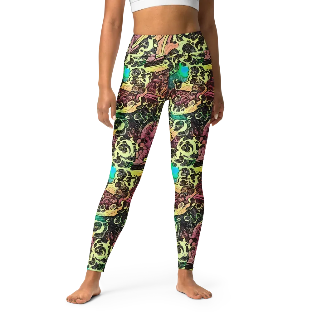 Neon Baroque on Yoga Leggings — Front