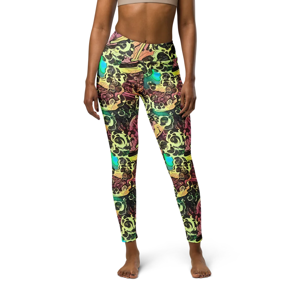 Neon Baroque on Yoga Leggings — Front
