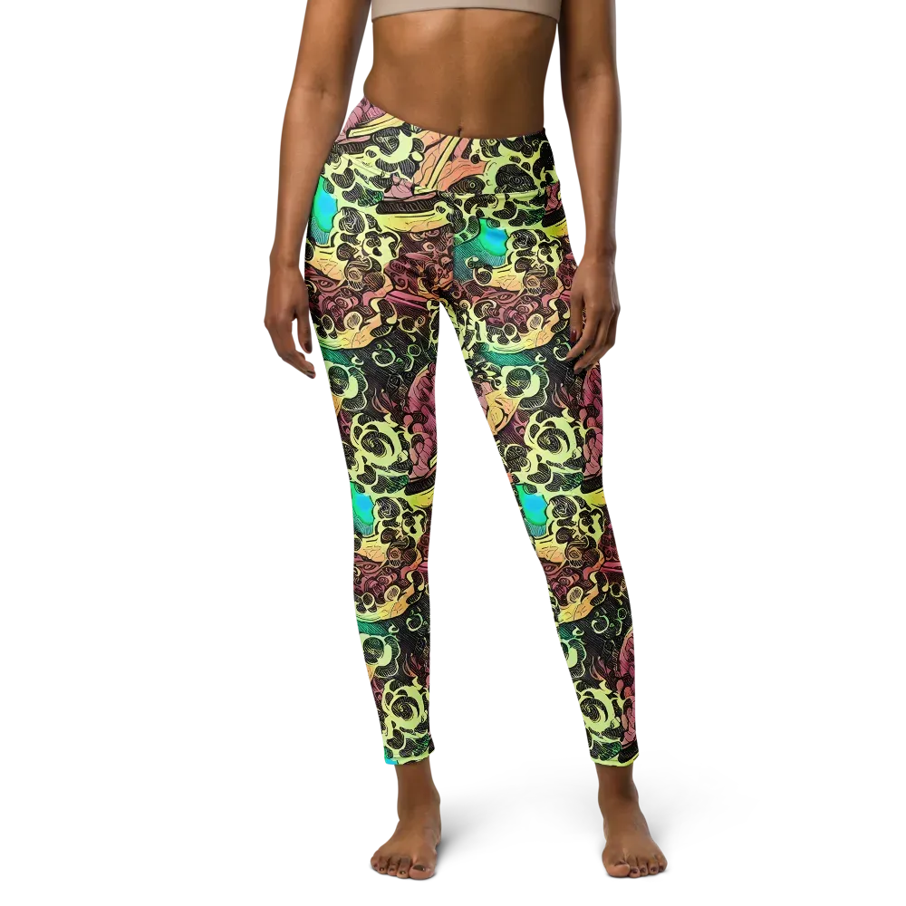 Neon Baroque on Yoga Leggings — Front