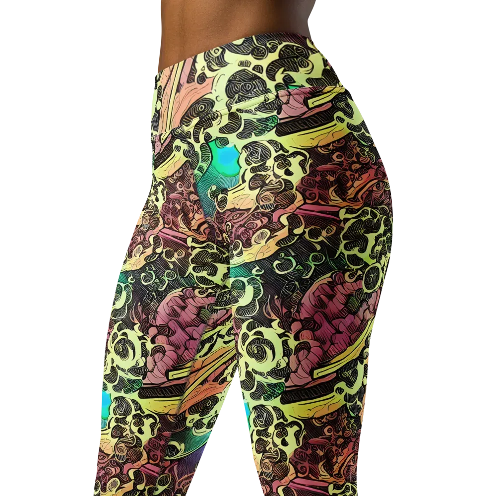 Neon Baroque on Yoga Leggings — Left Front