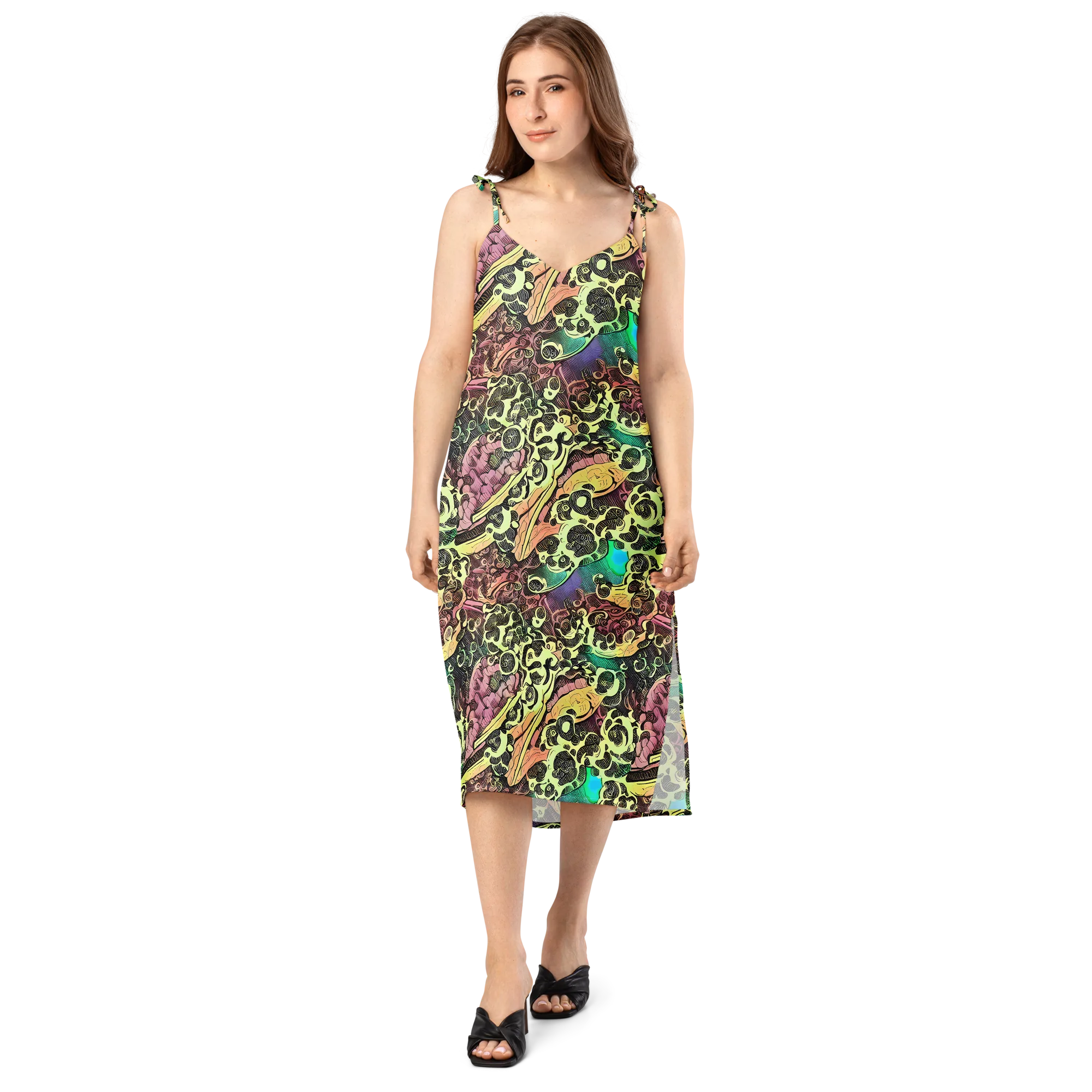 Neon Baroque on Slip Dress — Front