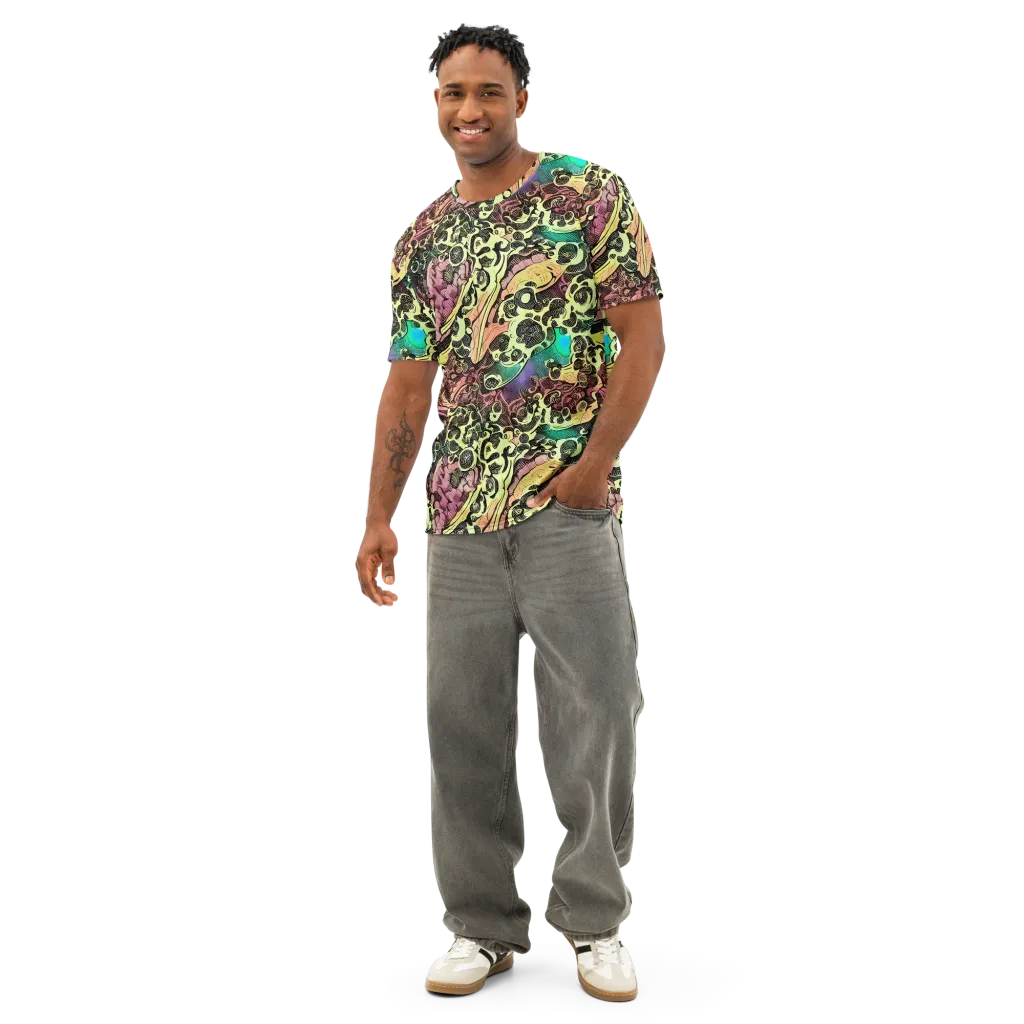 Neon Baroque on Men's Cotton Crew Neck T-Shirt — Front