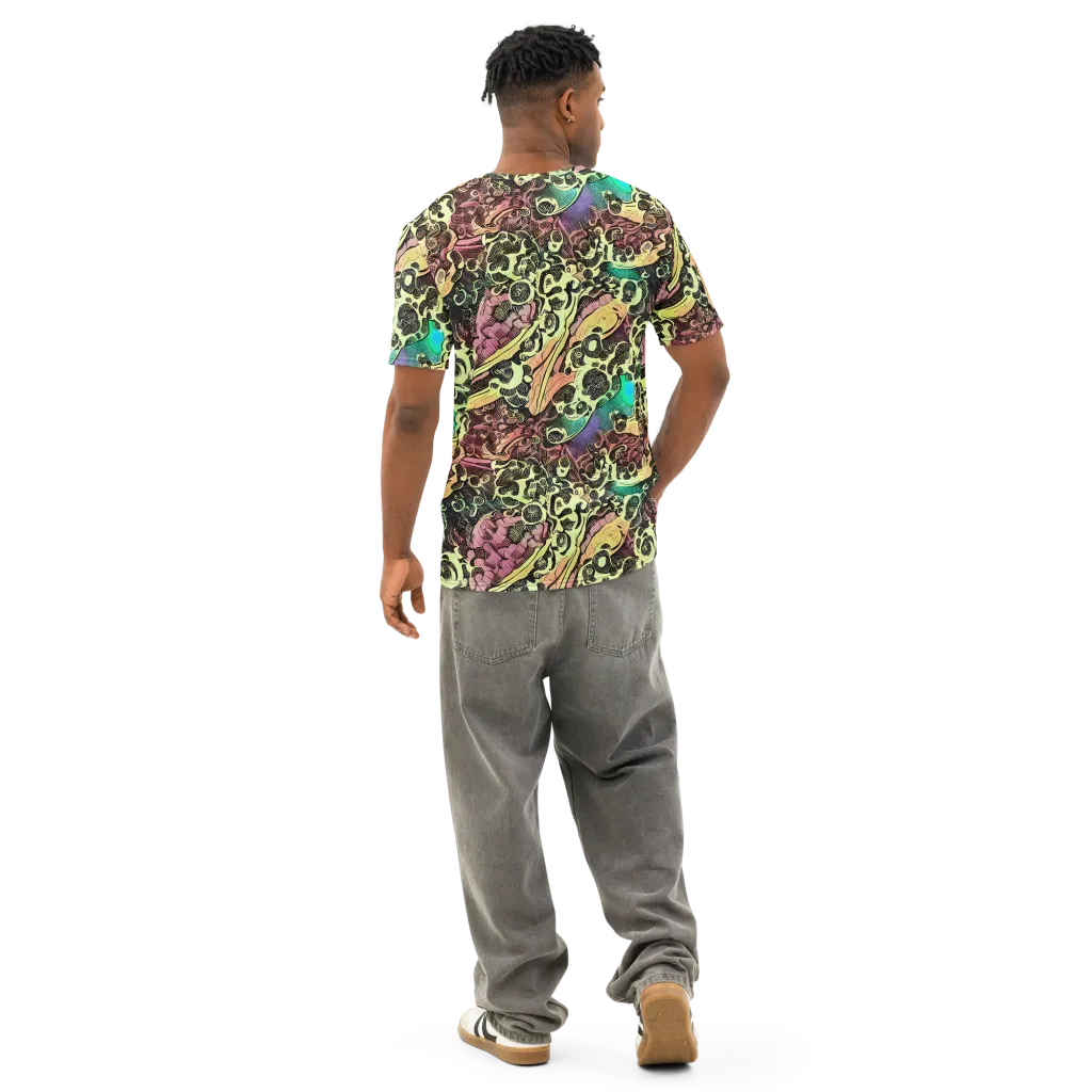 Neon Baroque on Men's Cotton Crew Neck T-Shirt — Back