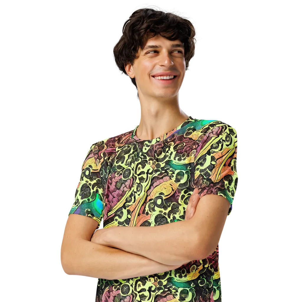 Neon Baroque on Men's Crew Neck T-Shirt — Left Front