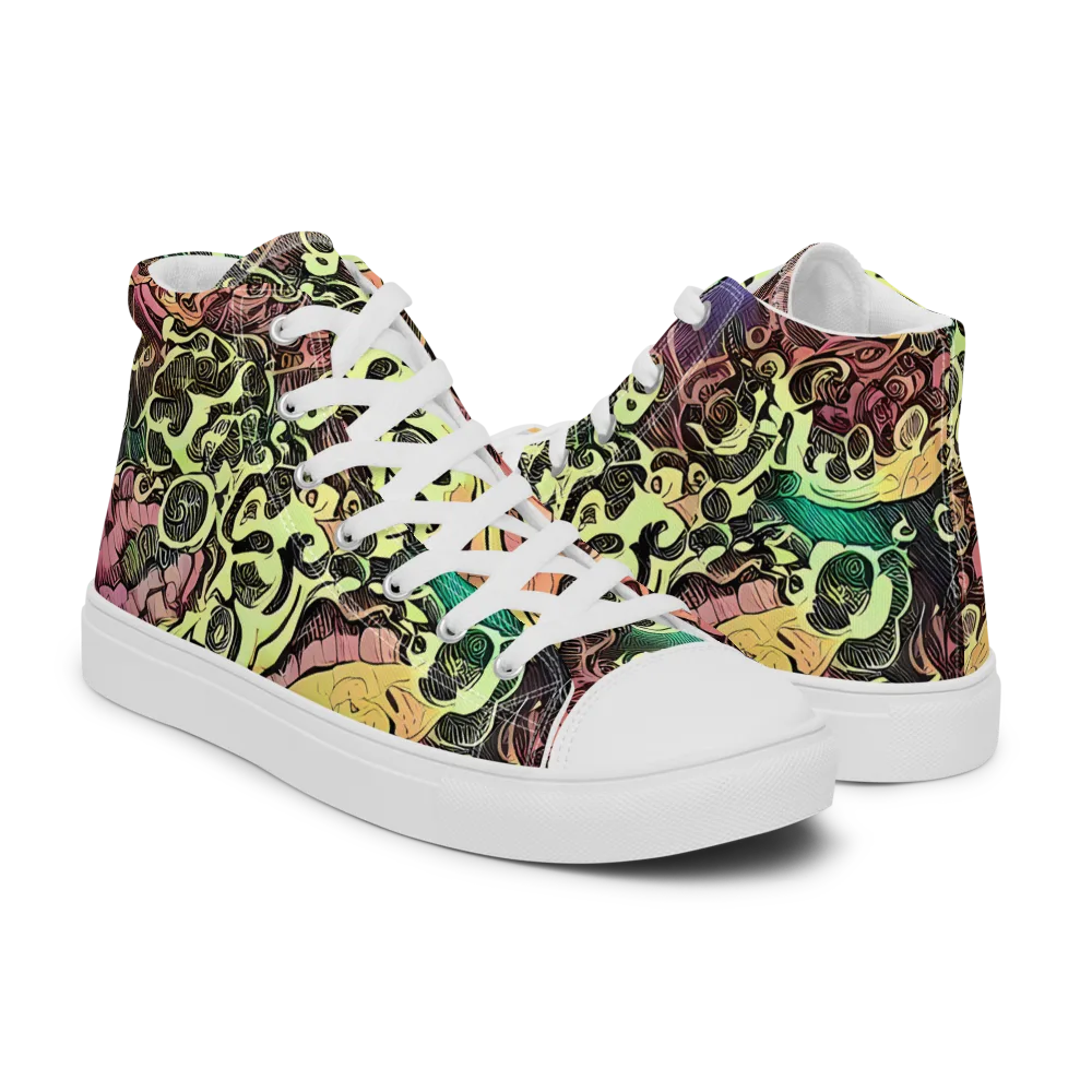 Neon Baroque on Men's High Top Canvas Shoes — Right