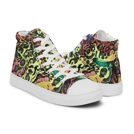 Neon Baroque on a Men's High Top Canvas Shoes