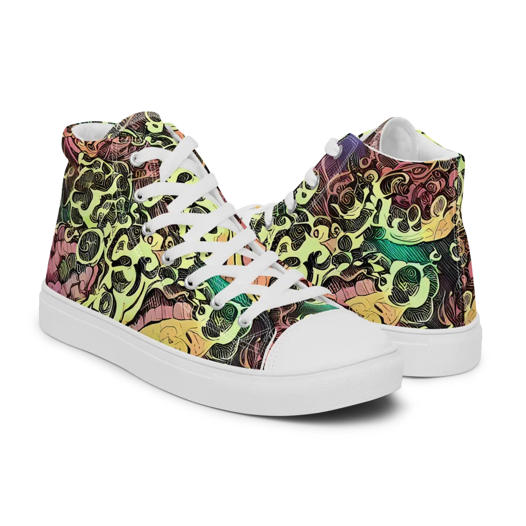 Neon Baroque on Women's High Top Canvas Shoes — Right