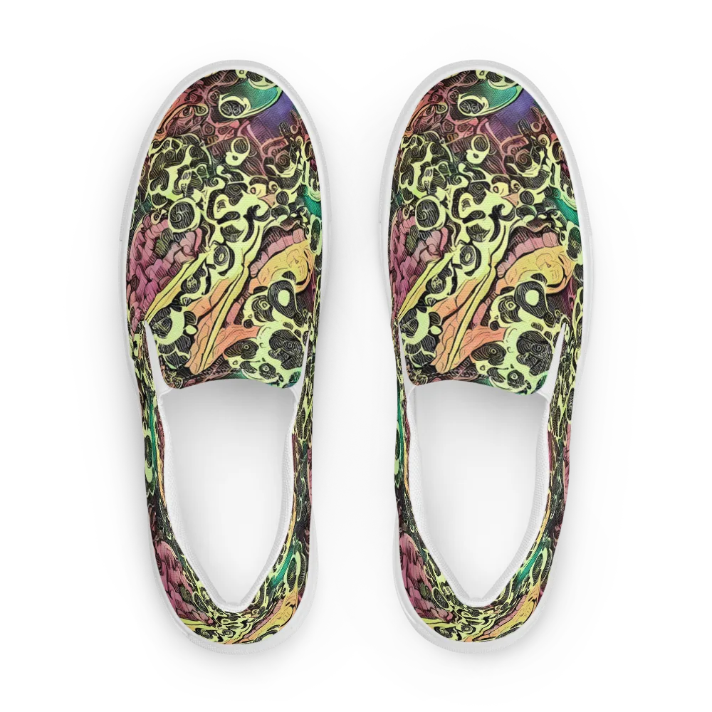 Neon Baroque on Men's Slip-On Canvas Shoes — Front