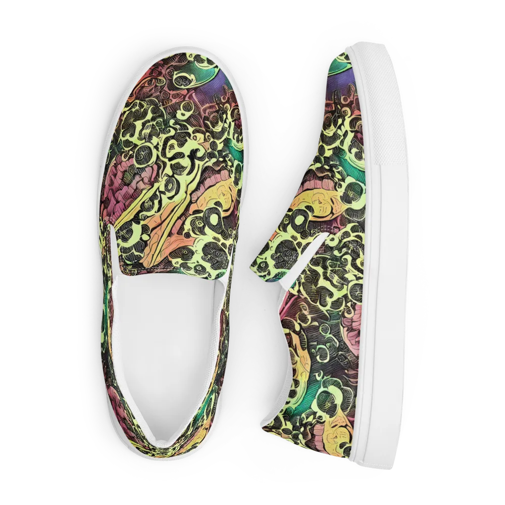 Neon Baroque on Men's Slip-On Canvas Shoes — Front
