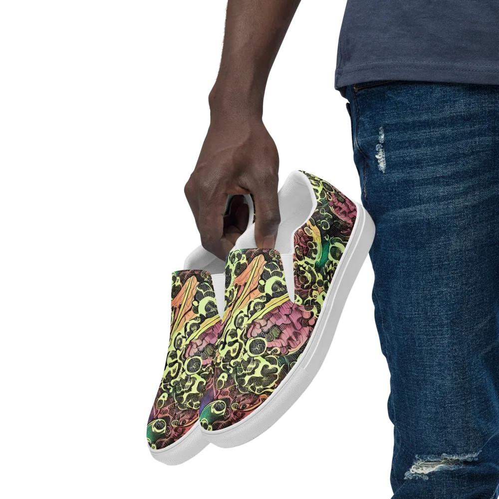 Neon Baroque on Men's Slip-On Canvas Shoes — Left Front