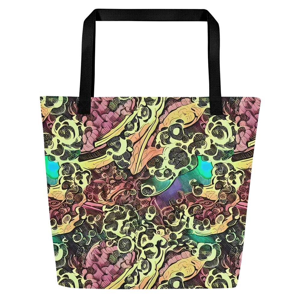 Neon Baroque on Large Tote Bag W/ Pocket — Front