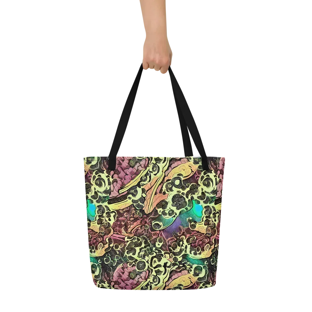 Neon Baroque on Large Tote Bag W/ Pocket — Front