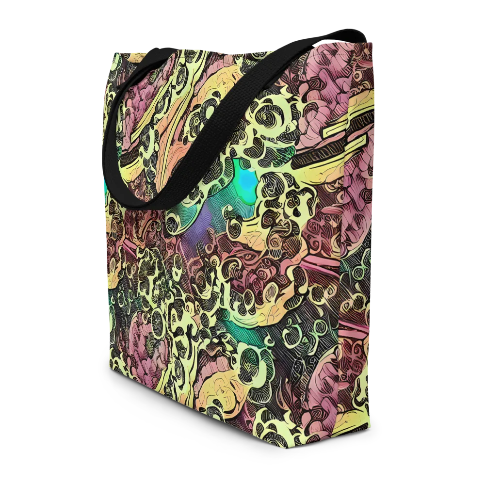 Neon Baroque on Large Tote Bag W/ Pocket — Front