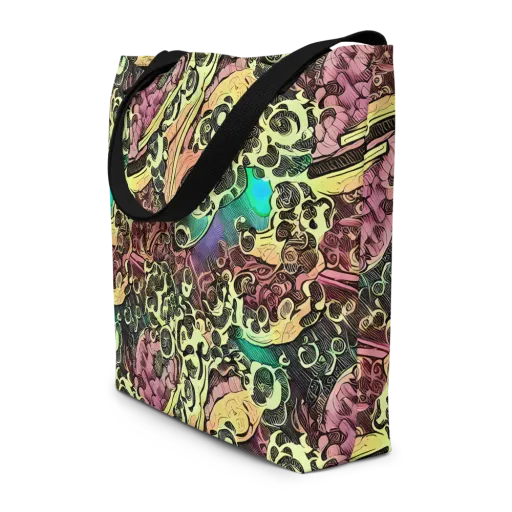 Neon Baroque on a Large Tote Bag W/ Pocket