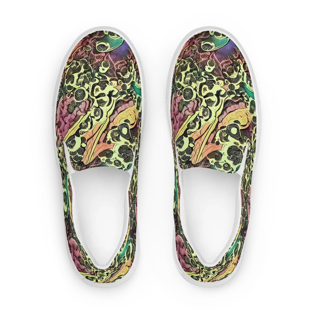 Neon Baroque on Women's Slip-On Canvas Shoes — Front