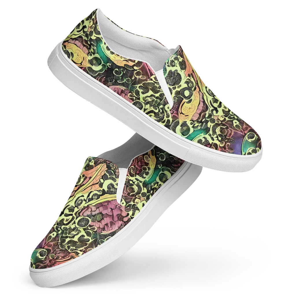 Neon Baroque on Women's Slip-On Canvas Shoes — Front