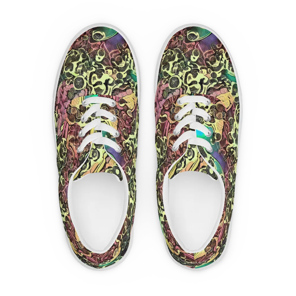 Neon Baroque on Men's Lace-Up Canvas Shoes — Front