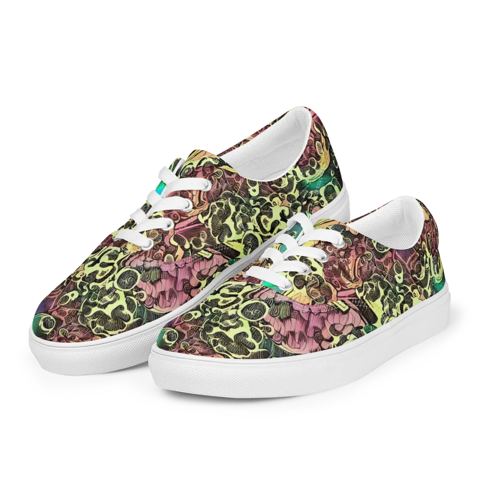 Neon Baroque on Men's Lace-Up Canvas Shoes — Left Front