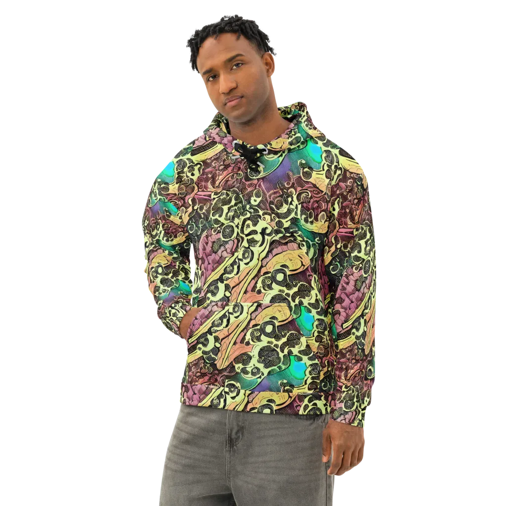 Neon Baroque on Cotton Hoodie — Left Front