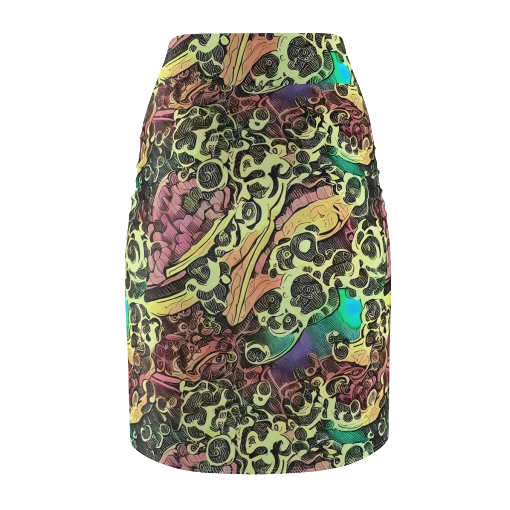 Neon Baroque on Pencil Skirt — Back