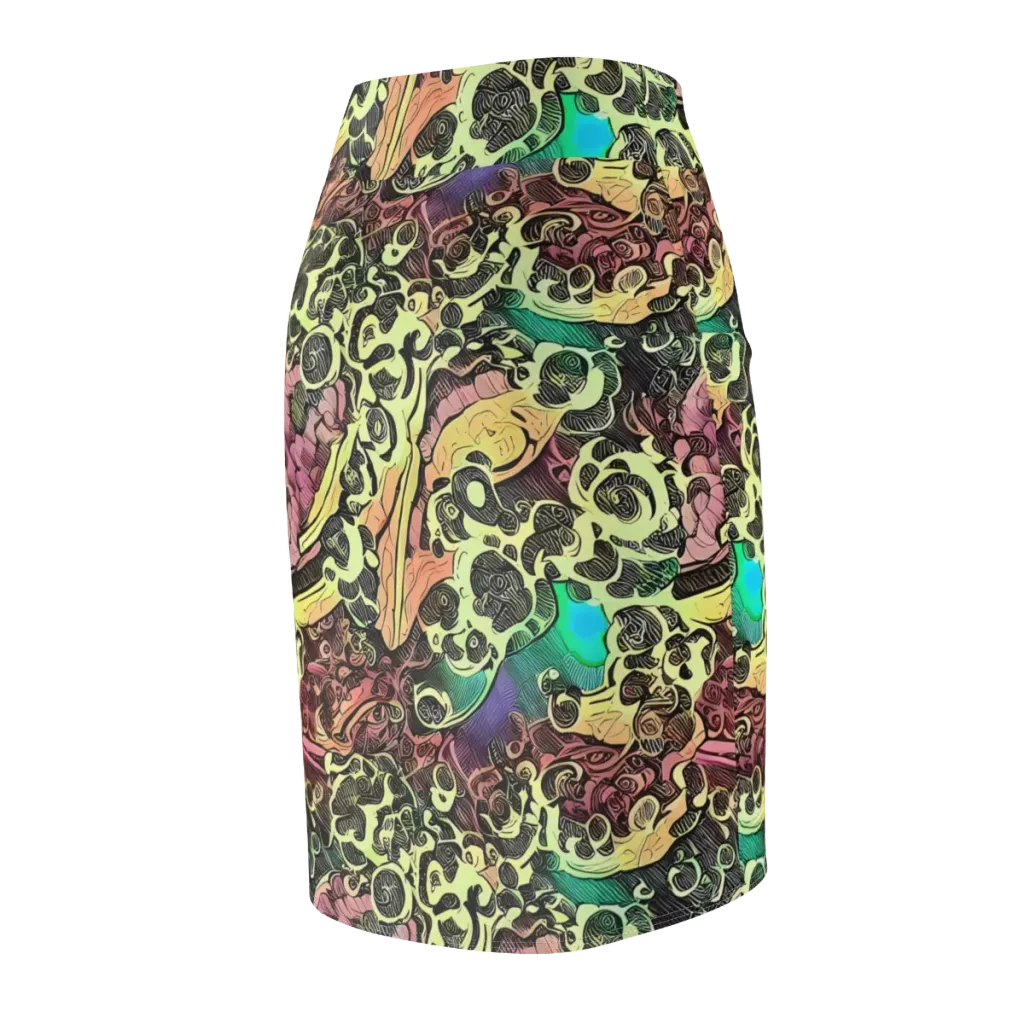 Neon Baroque on Pencil Skirt — Back Side