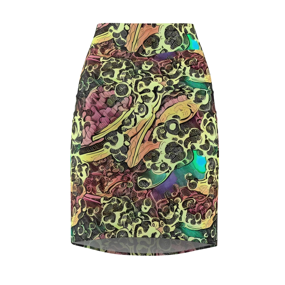 Neon Baroque on Pencil Skirt — Front