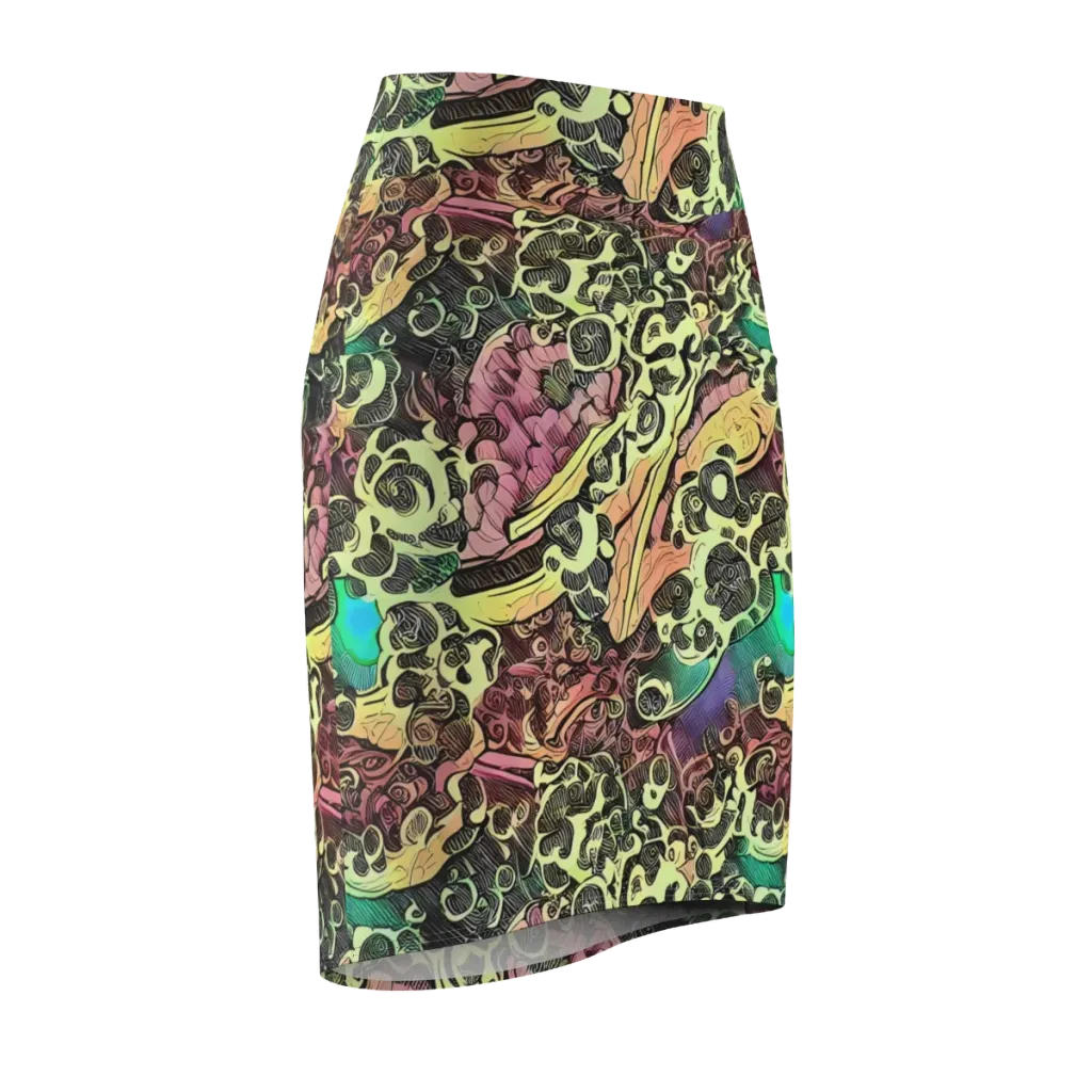 Neon Baroque on Pencil Skirt — Front Side
