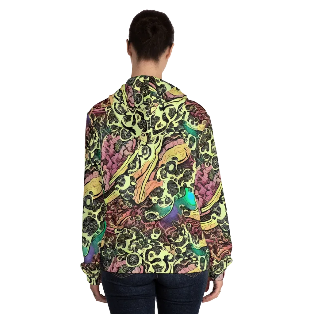 Neon Baroque on Women's Full-Zip Hoodie — Back On Person
