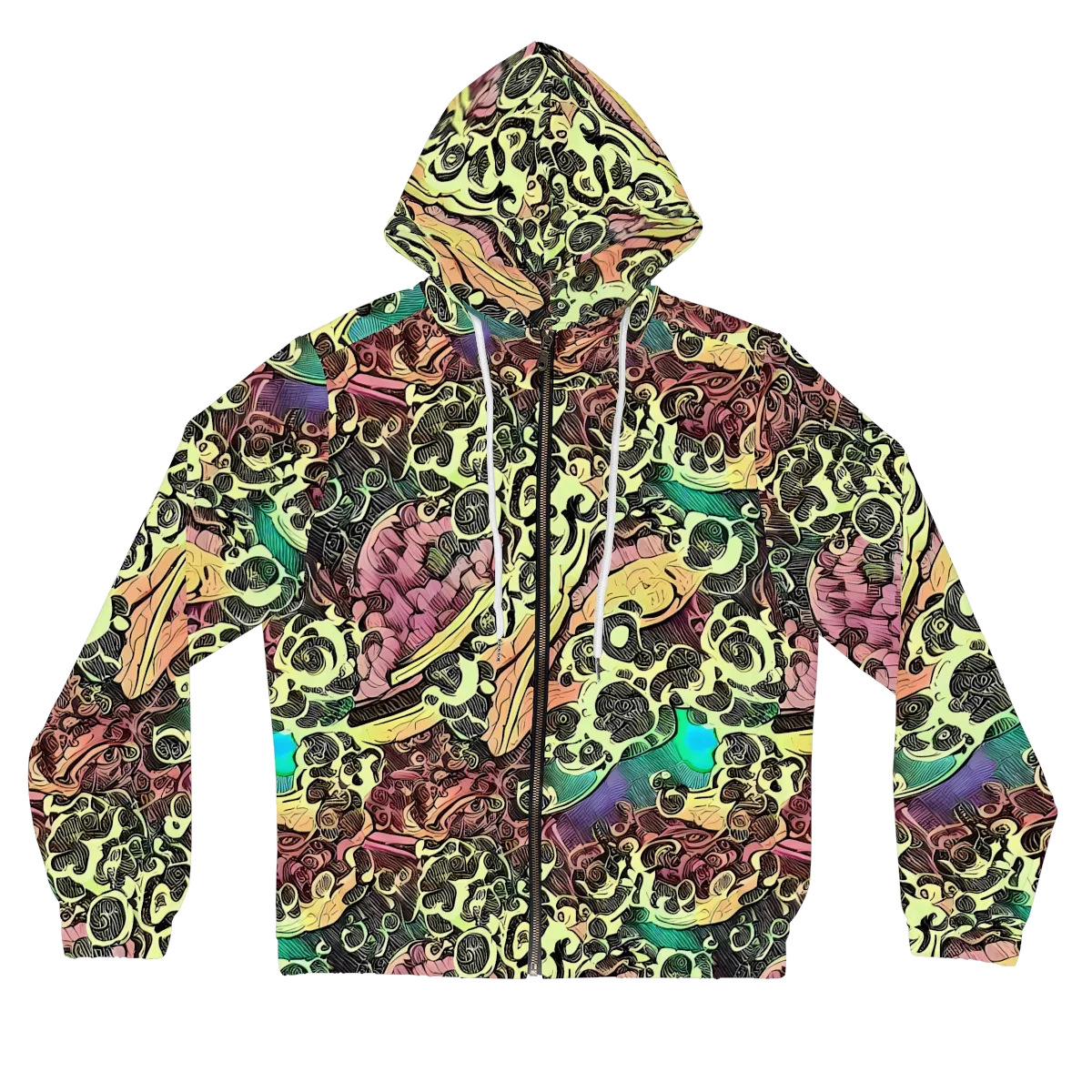 Neon Baroque on Women's Full-Zip Hoodie — Front