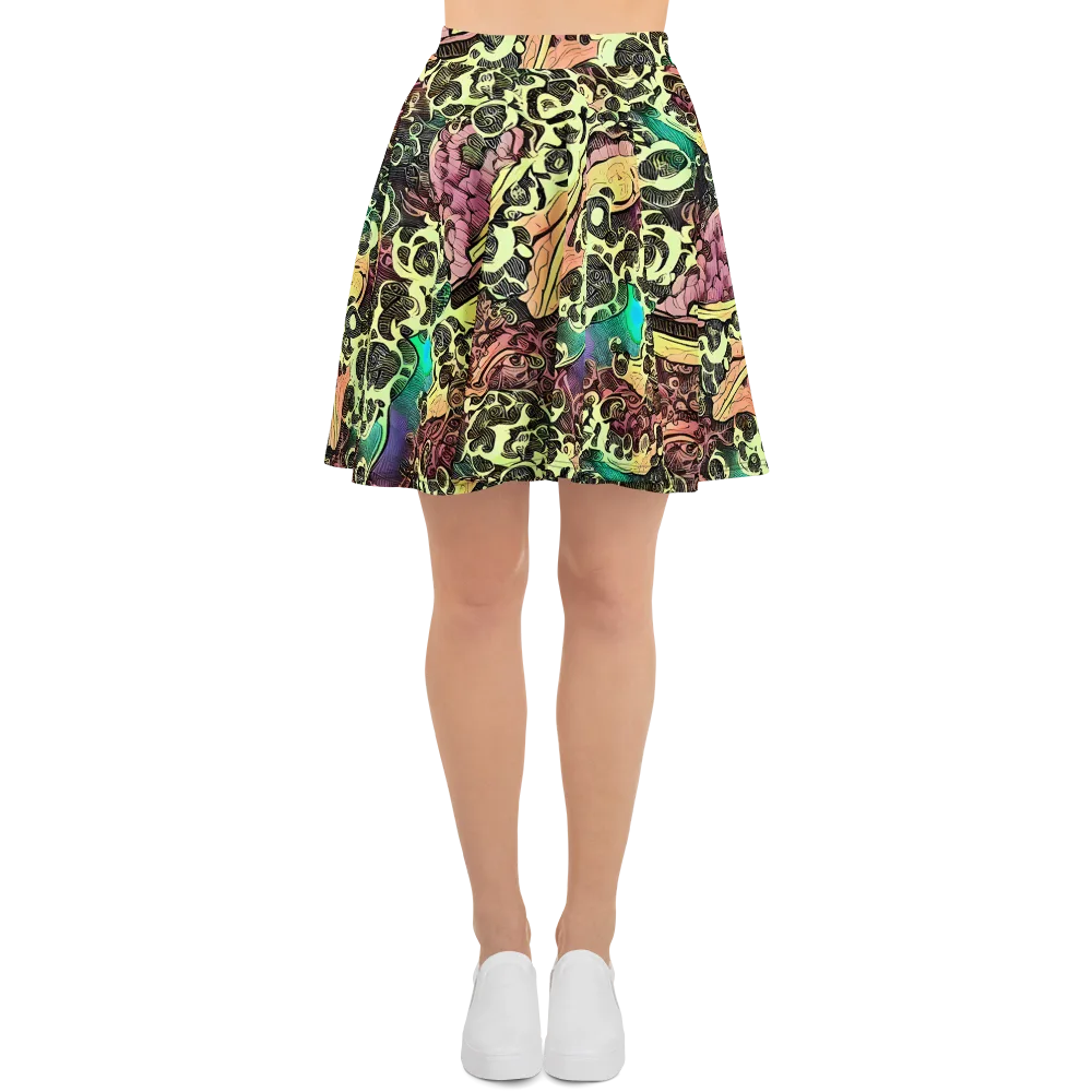 Neon Baroque on Skater Skirt — Front