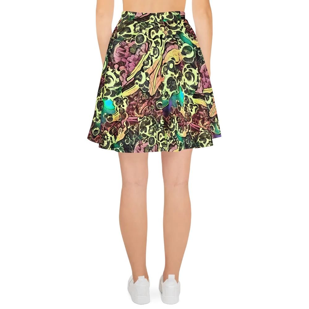 Neon Baroque on Skater Skirt — Back