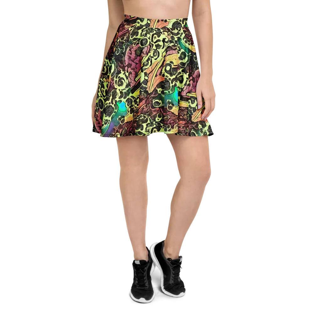Neon Baroque on Skater Skirt — Front