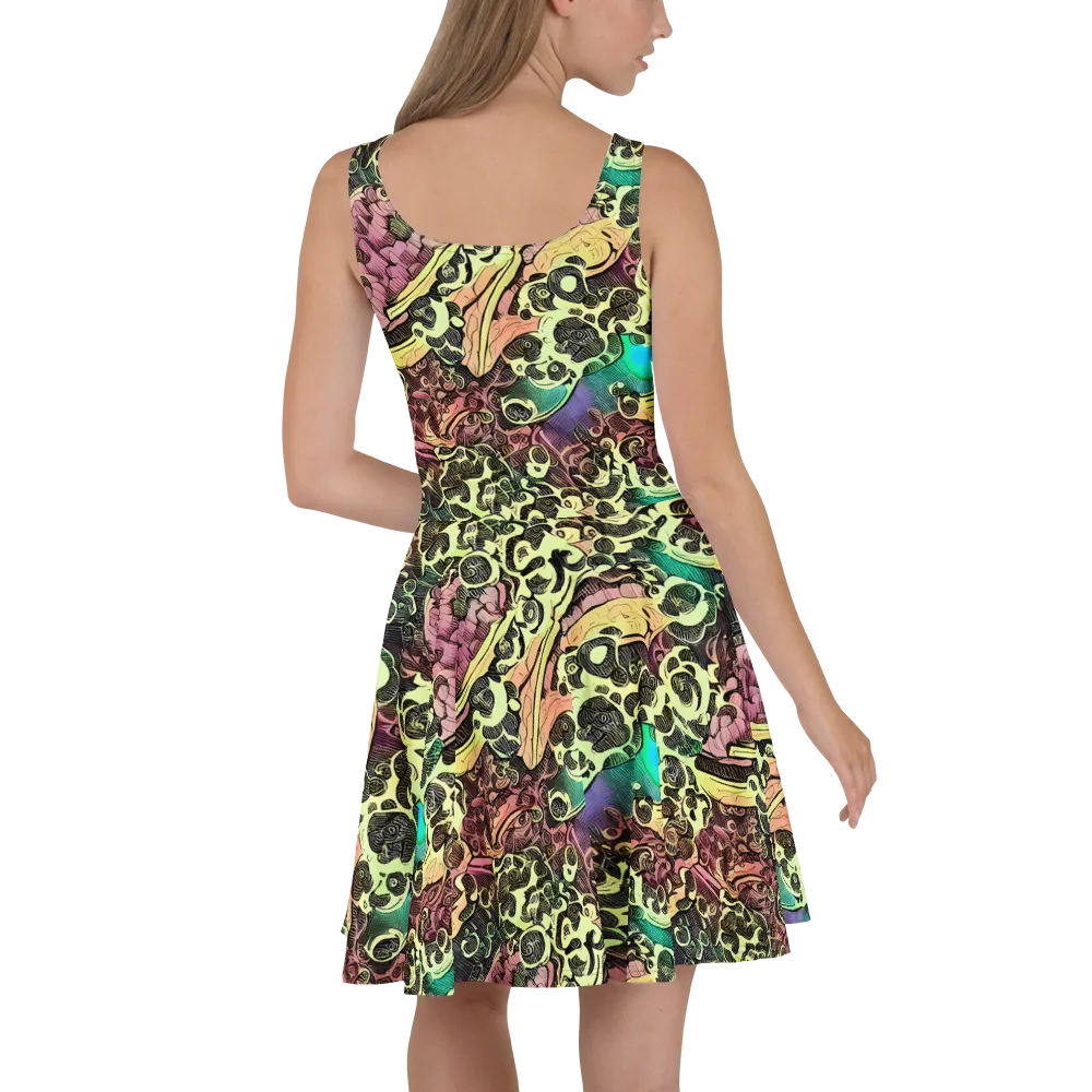 Neon Baroque on Skater Dress — Back
