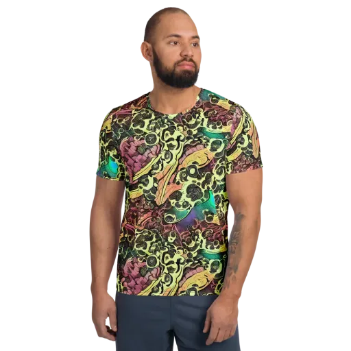 Neon Baroque on a Men's Athletic T-Shirt