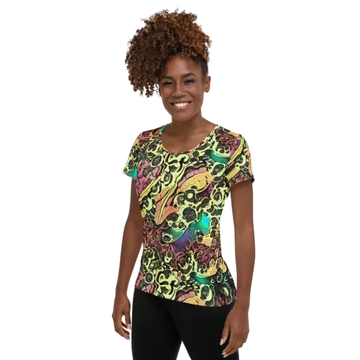 Neon Baroque on a Women's Athletic T-Shirt