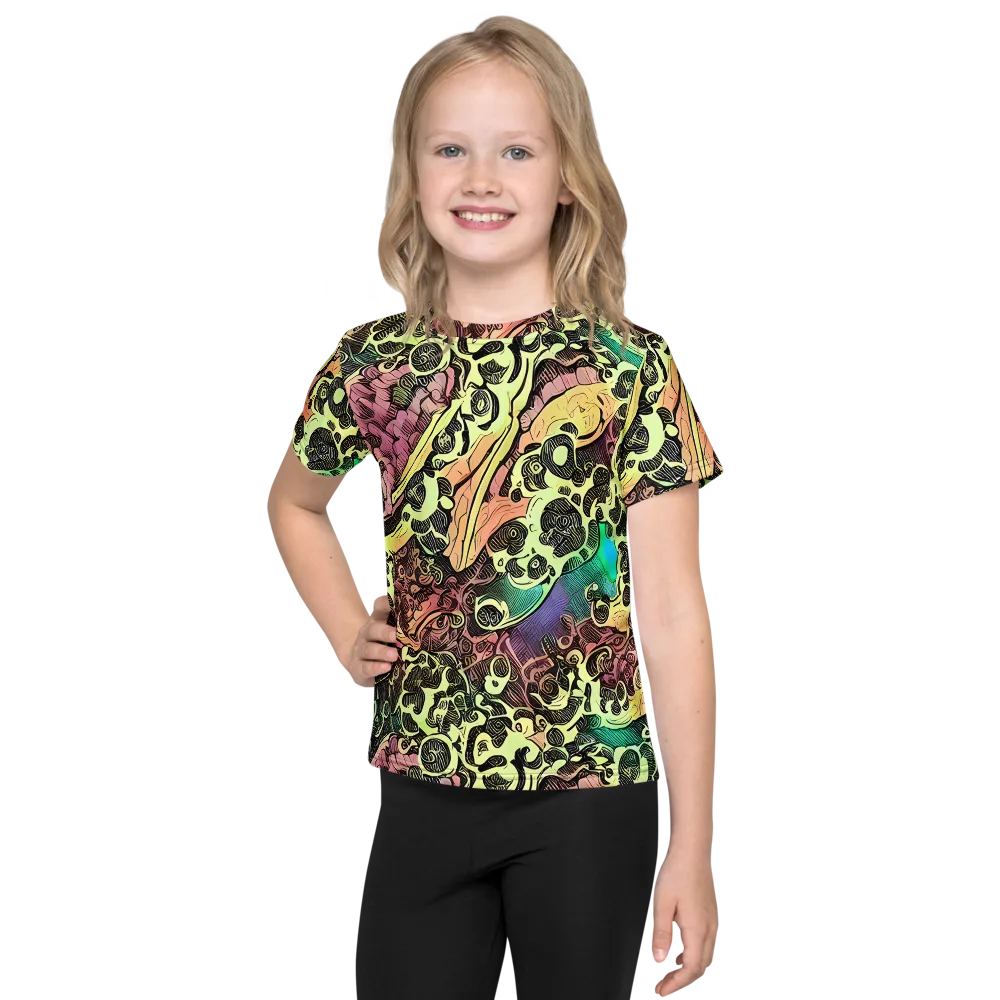 Neon Baroque on Kids Crew Neck T-Shirt — Front