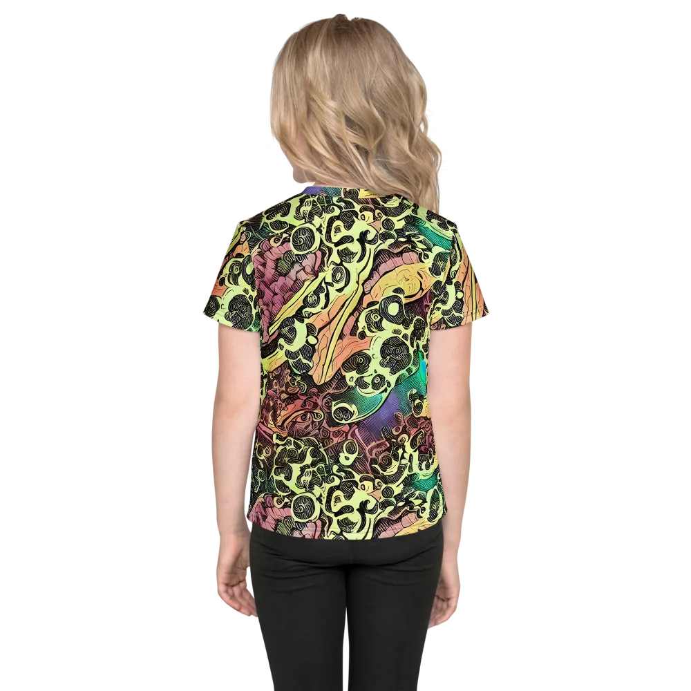 Neon Baroque on Kids Crew Neck T-Shirt — Back