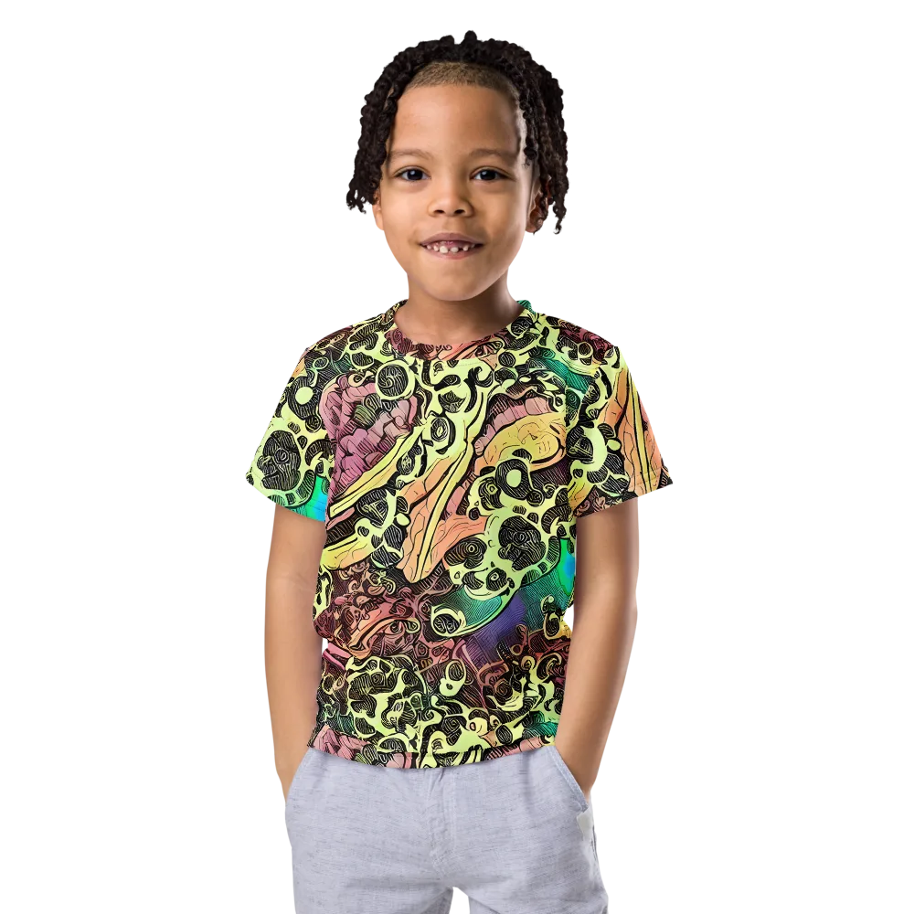 Neon Baroque on Kids Crew Neck T-Shirt — Front