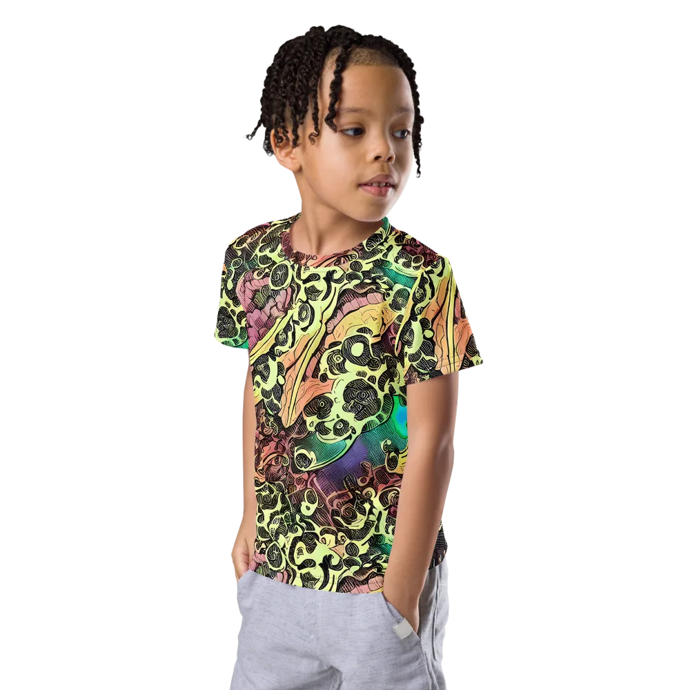 Neon Baroque on Kids Crew Neck T-Shirt — Left Front
