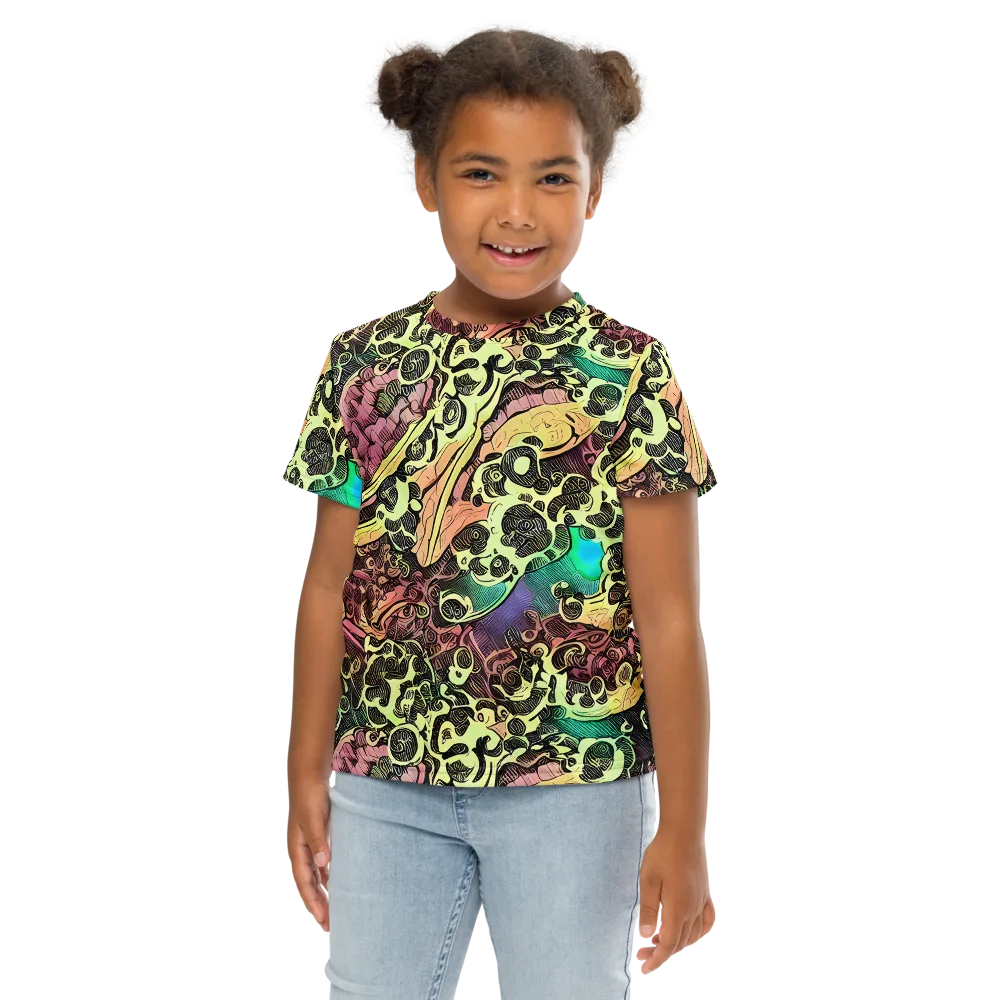 Neon Baroque on Kids Crew Neck T-Shirt — Front