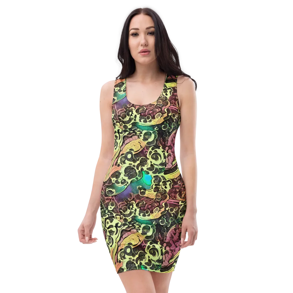 Neon Baroque on Bodycon Dress — Front